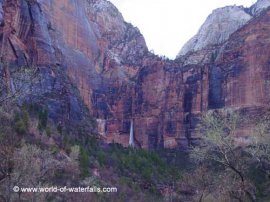Context of the Upper Emerald Pool as seen from the main road in Zion Canyon